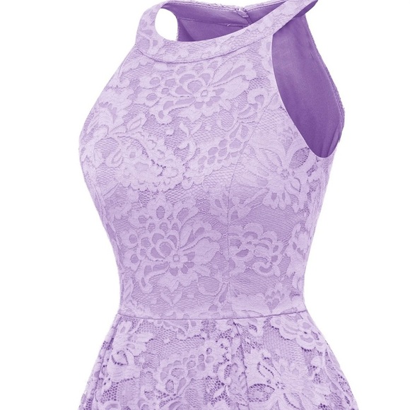 Purple Asymmetrical Sundress with Halter Neckline for Wedding Guest - Picture 10 of 16